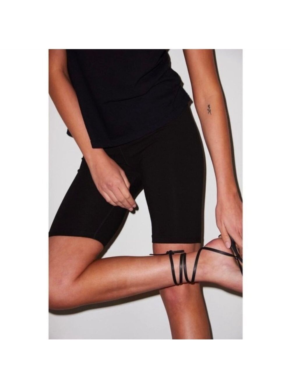 LNA Ribbed Biker Shorts Womens Small Black High Rise Made in USA NWT